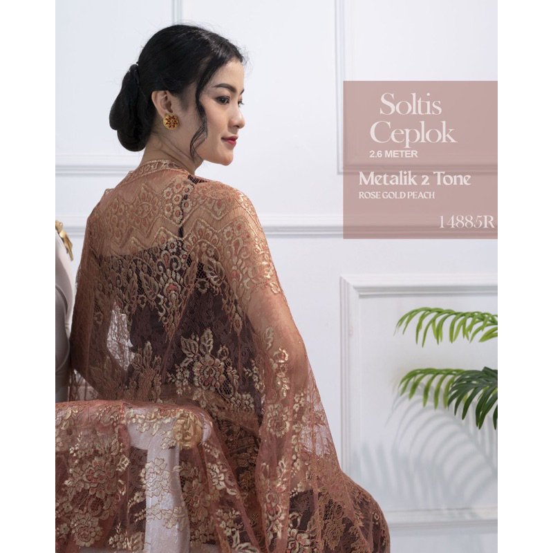 New kain kebaya SOLTIS METALIK CEPLOK 2 TONE