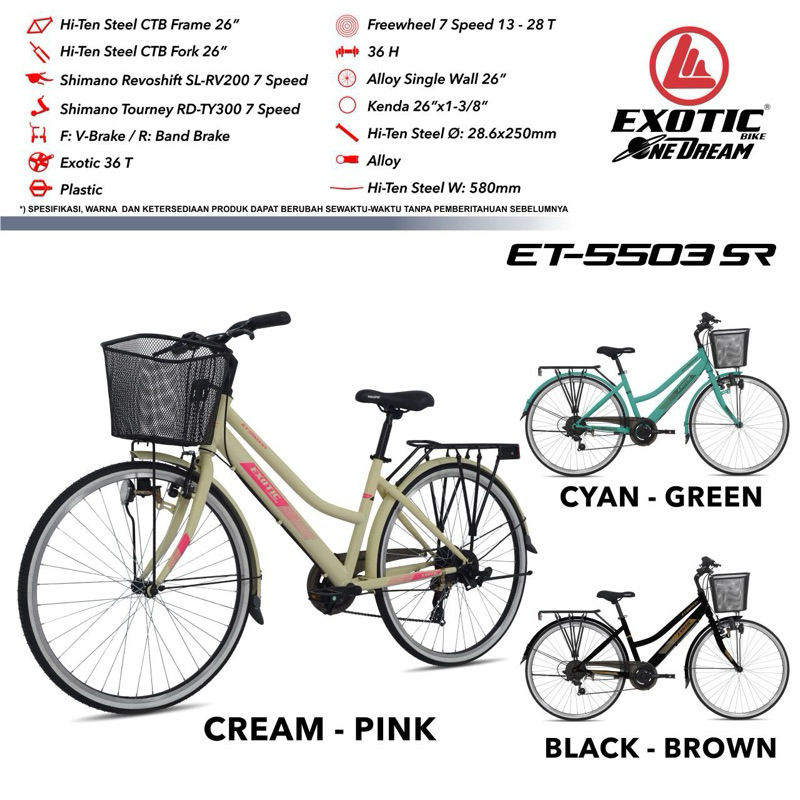 Sepeda Mini CTB 26” Exotic 5503 SR By Pacific Sepeda Perempuan keranjang murah promo bisa paylatter