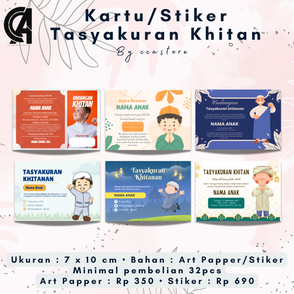 

Kartu/Stiker Tasyakuran Khitan| Uk. 7 x 10 cm | Minimal Pembelian 32pcs | Murah Meriah