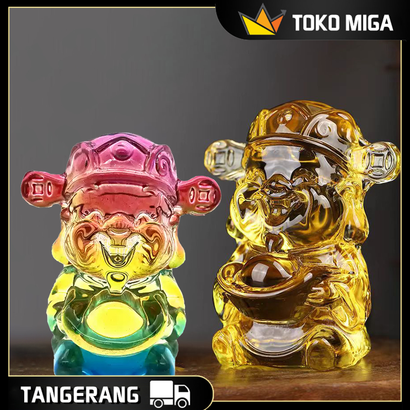 Patung Chai Sen Ye Bahan Kristal Buatan Patung Dewa Kekayaan Pajangan Caisen Pajangan Dashboard Mobi