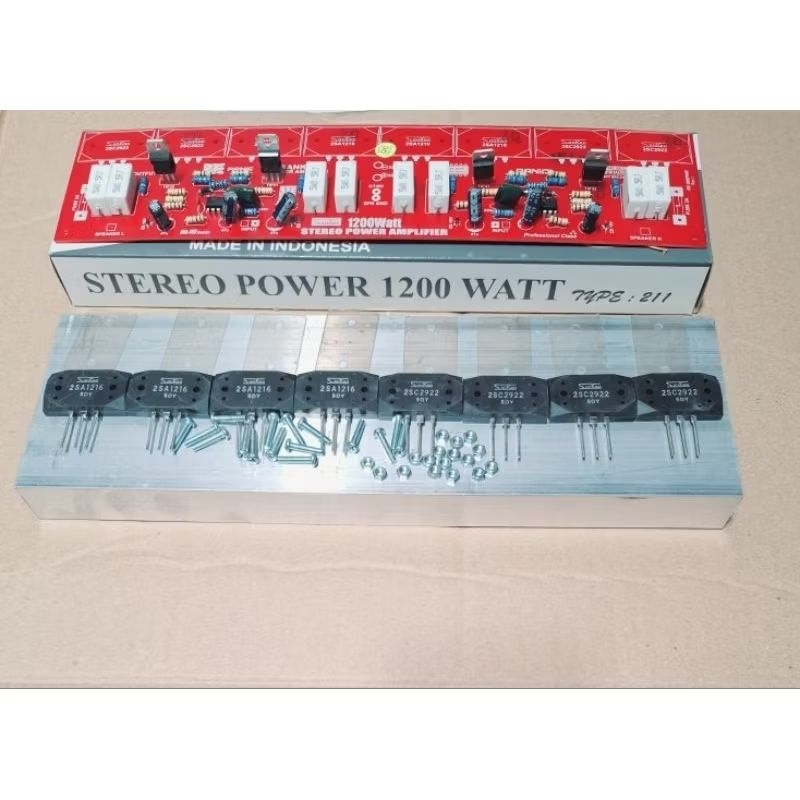 Kit power stereo 1200 wat+4 SET Sanken 1216 2922 5DY+pendingin 30cm 5 sirip