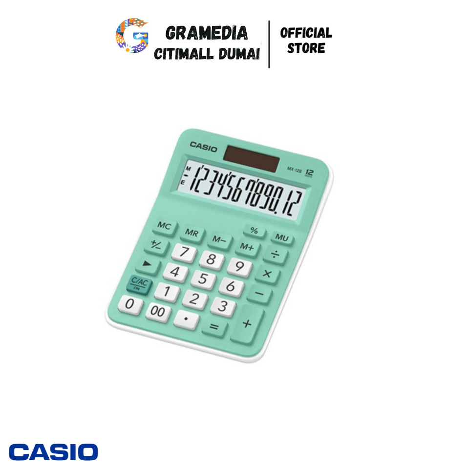 

CASIO CALCULATOR MX 12B GREEN - Kalkulator Kantor Dagang 12 Digits (Original) Gramedia Citimall Dumai