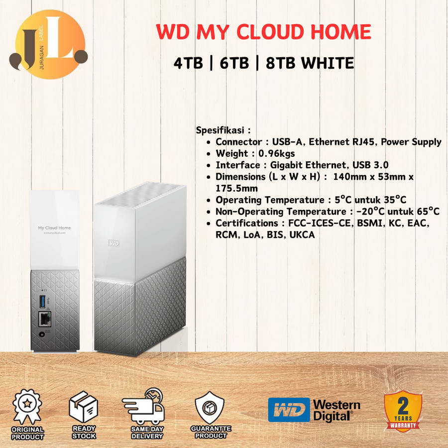 WD My Cloud Home 2TB | 3TB | 4TB | 6TB | 8TB HDD External White
