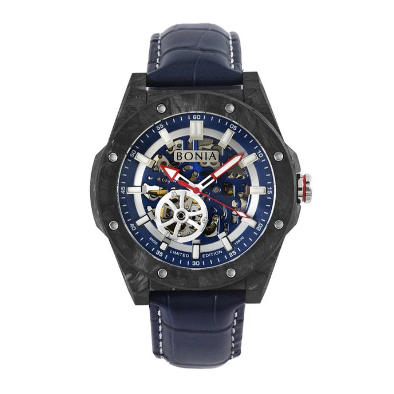 Jam Tangan Pria Bonia Contemporary Blue Dial Automatic Limited Edition BP10600-1789LE Original