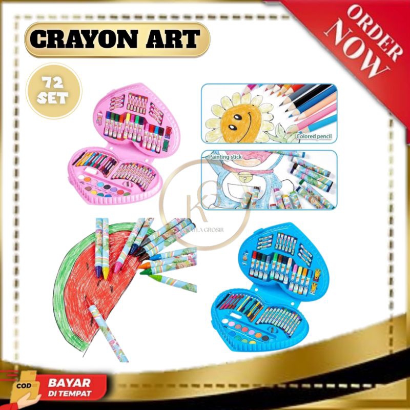 

Crayon Art Set 72 pcs Buku Mewarnai Anak TK Lengkap/Kotak Love Heart Shape/Pensil Crayon Koper/Alat Menggambar dan Lukis Anak Murah