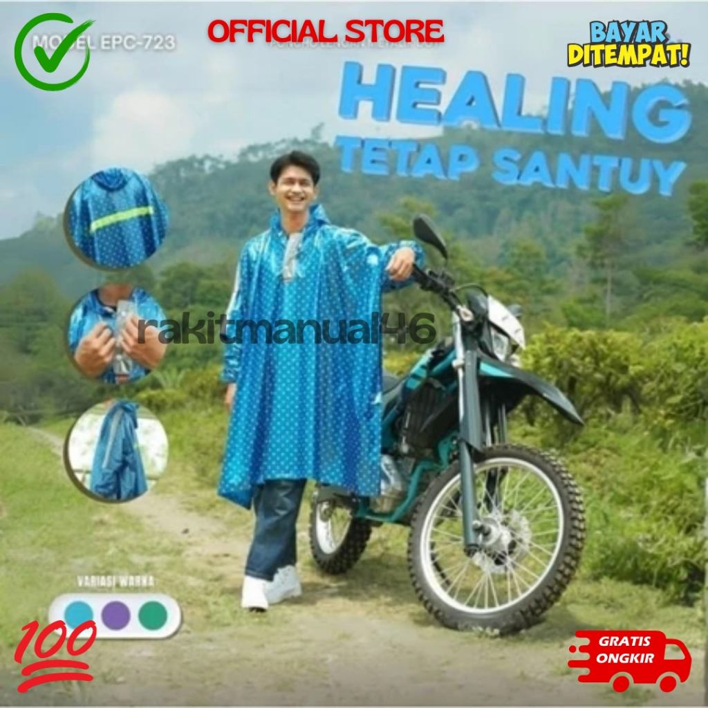 Jas Hujan Ponco Lengan Metalik Dot 723 Elmondo Terlaris Termurah