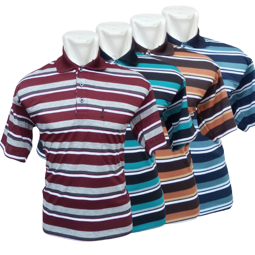Kaos Kerah Pria Salur Lengan Pendek Garis Garis |Kaos Pria Berkerah Motif Garis CD04