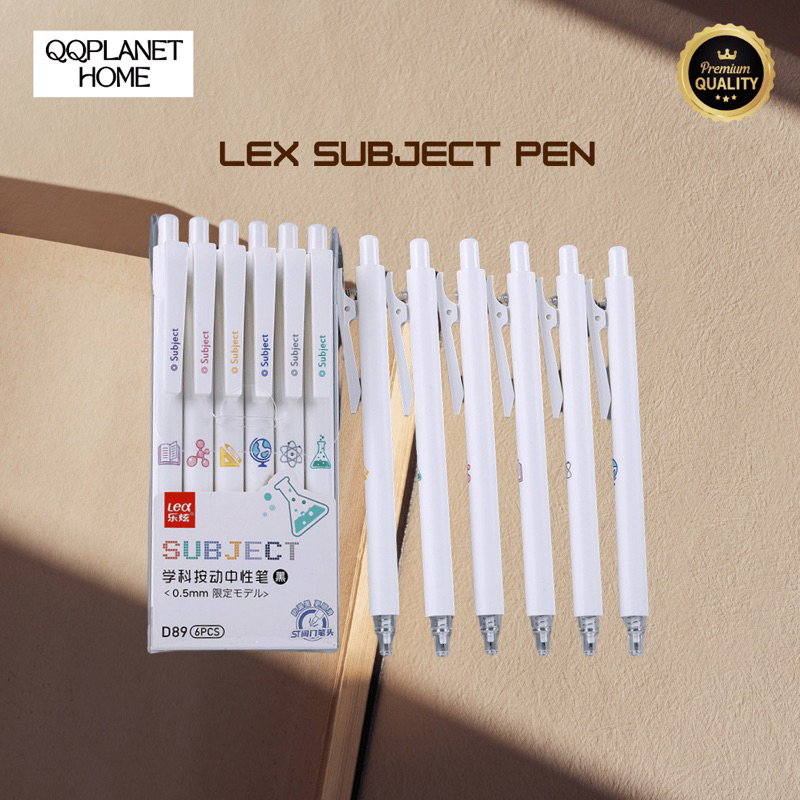 

[QQPLANET HOME] LEX Subject Pen 0.5 mm 0.5mm | 1 Box Isi 6 Pcs | Desain Minimalis & Clicker
