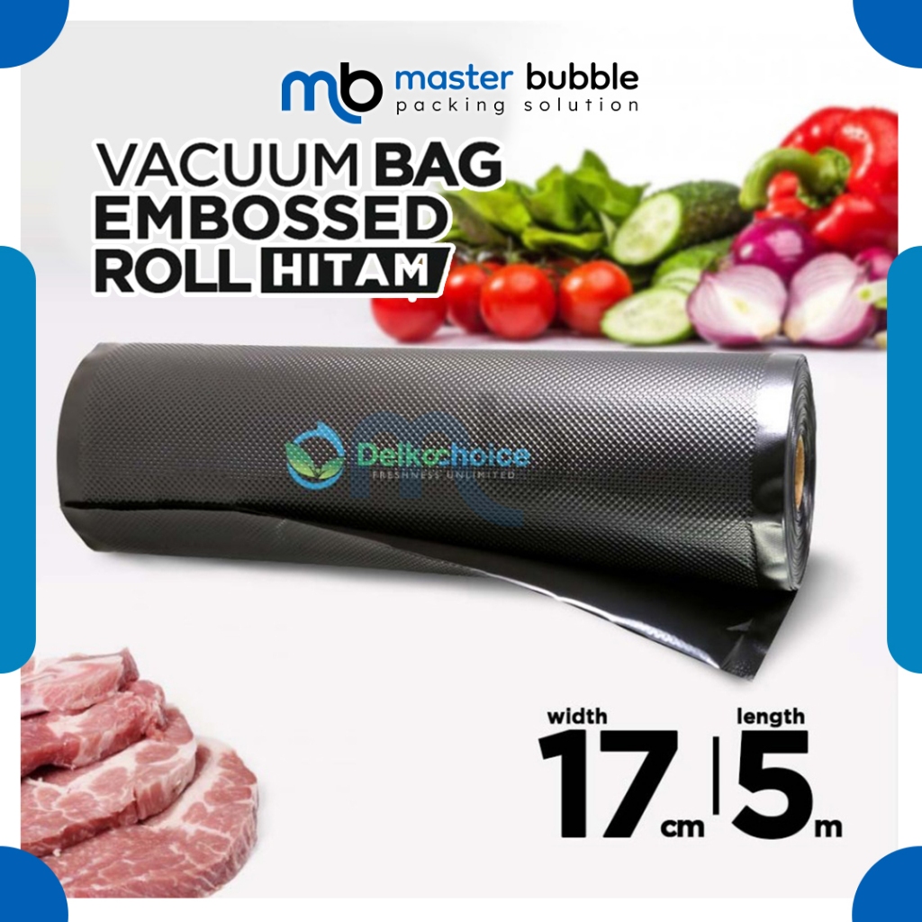 Vacuum Embossed Roll Hitam 17cm x 5 meter Plastik Vakum Makanan Vacum Bag Sealer  - Delkochoice