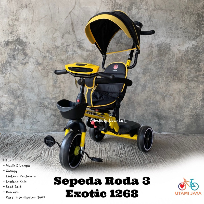 Sepeda Anak Roda Tiga Tricycle Exotic ET 1268 | Sepeda Roda 3 Exotic ET 1268 Kursi Putar