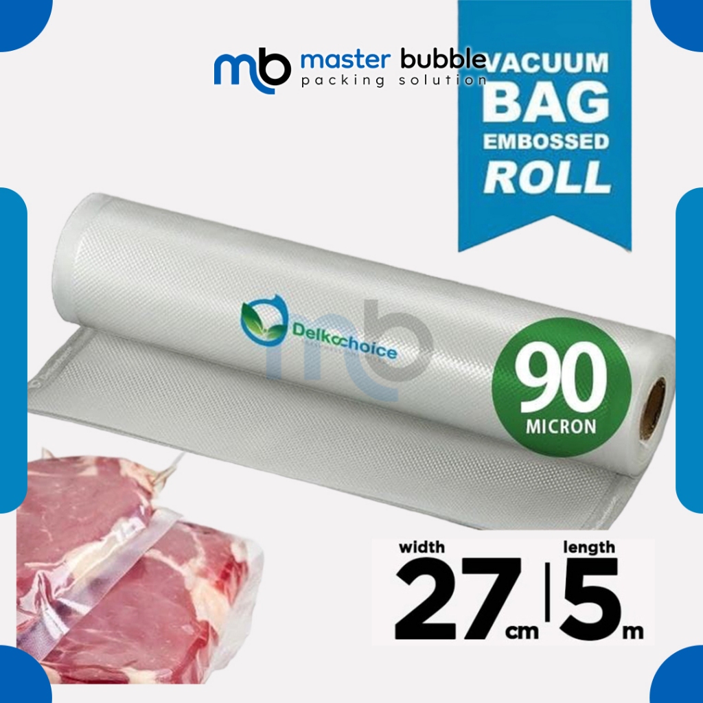Vacuum Embossed Roll Bening 27cm x 5 meter Plastik Vakum Makanan Vacum Bag Sealer  - Delkochoice