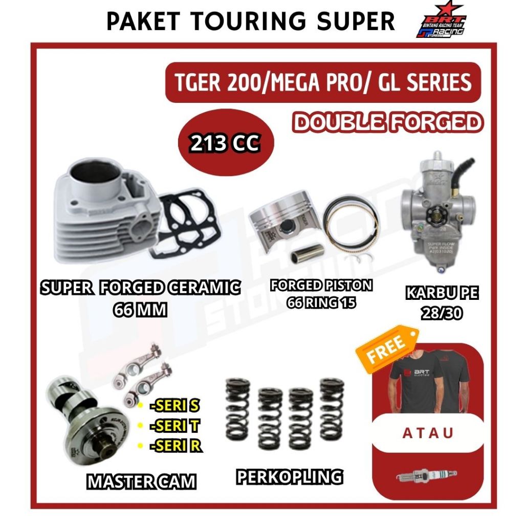Paket Touring 12 Tiger BRT-Block Ceramic-Piston-Karbu PE PWK-Noken AS
