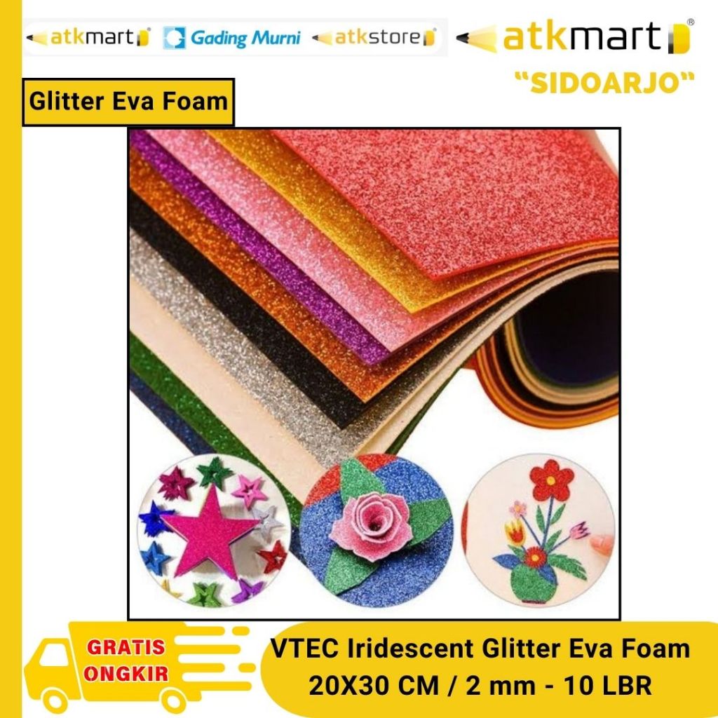 

VTEC IRID GLITTER EVA FOAM BUSA GLITTER 20 X 30 CM / 2 MM - 10 LEMBAR