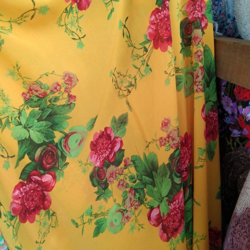 Bahan sifon premium | Harga/0,5m | bahan sifon motif bunga | bahan sifon yoryu | kain sifon motif ..