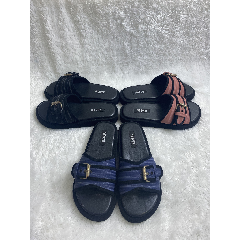 Nudyd - DIra Sandal Platform Wanita Tali Gesper Motif Kain