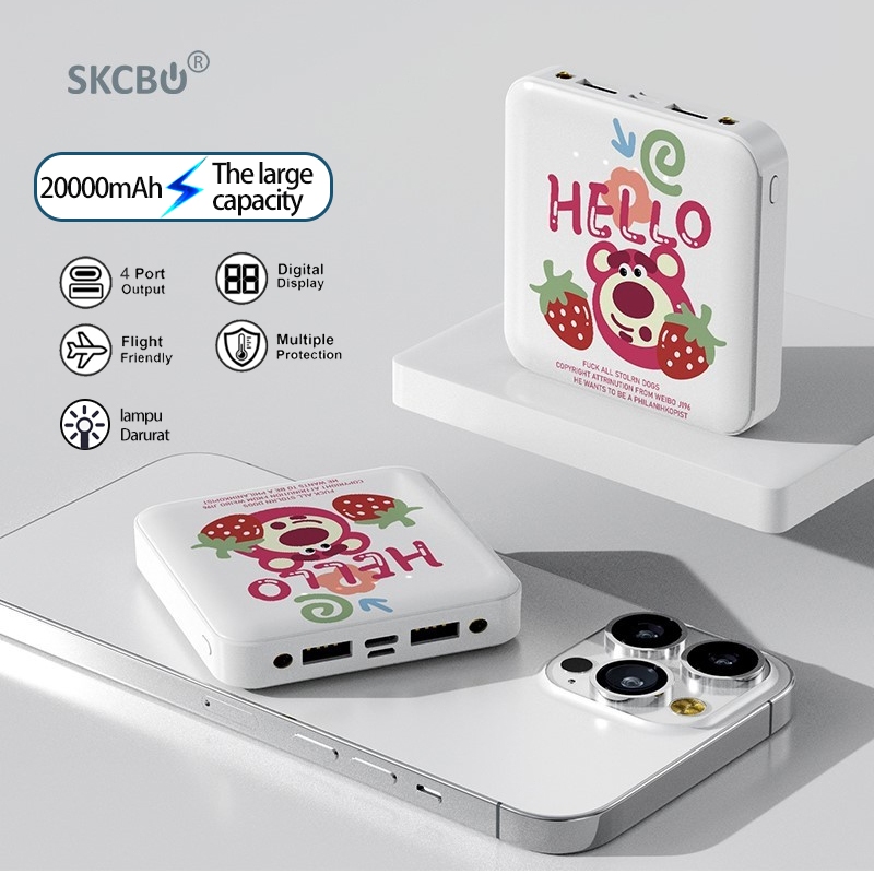 SKCBO Custom Powerbank 20000 mah  Dual USB LED Kustom Power Bank UV logo  Murah Lucu Mini Ori