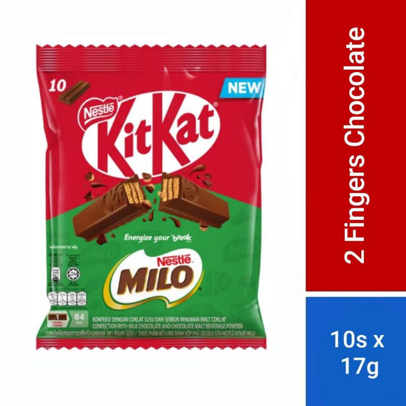 

NESTLE KITKAT Milo 2-Fingers Coklat Malaysia (17g x 10 pcs)