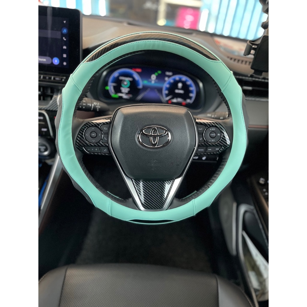 Sarung stir mobil cover stir bulat list carbon