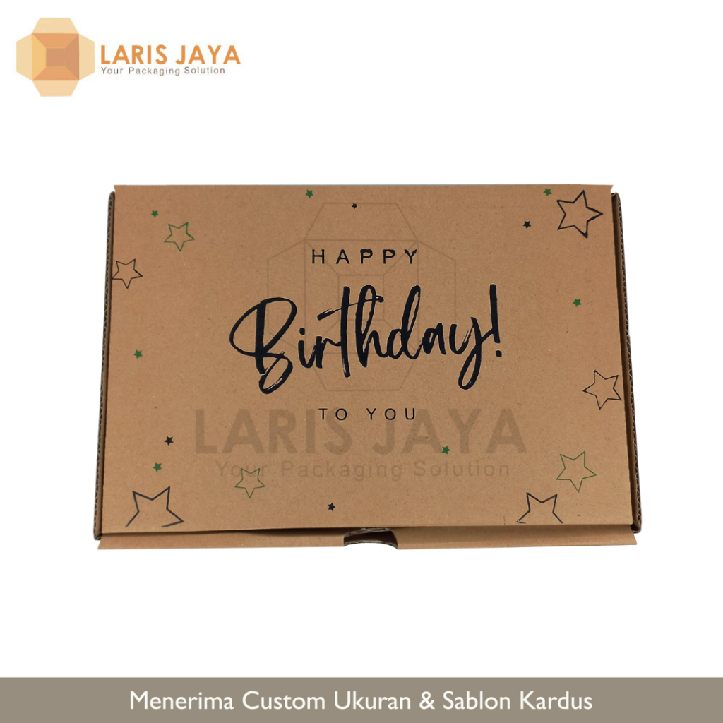 

Kotak Kado – Happy Birthday uk. 30x20x5 cm / Gift Box / Hampers Box / Kardus Sablon / Corrugated Box Packaging Die Cut
