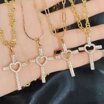 xuping88 liontin salib love anti hitam elegan mewah berkualitas lapis emas titanium bronze