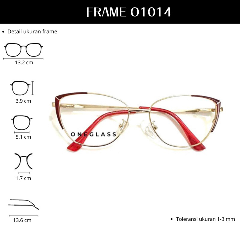 𝗢𝗻𝗲𝗴𝗹𝗮𝘀𝘀 - Frame Kacamata O1014 Cat Eye Perempuan
