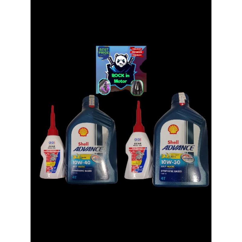 Paket Oli shell Advance Ax7 matic 800ml + oli gardan GGI 120ml Original untuk Scoopy/Spacy/vario 110