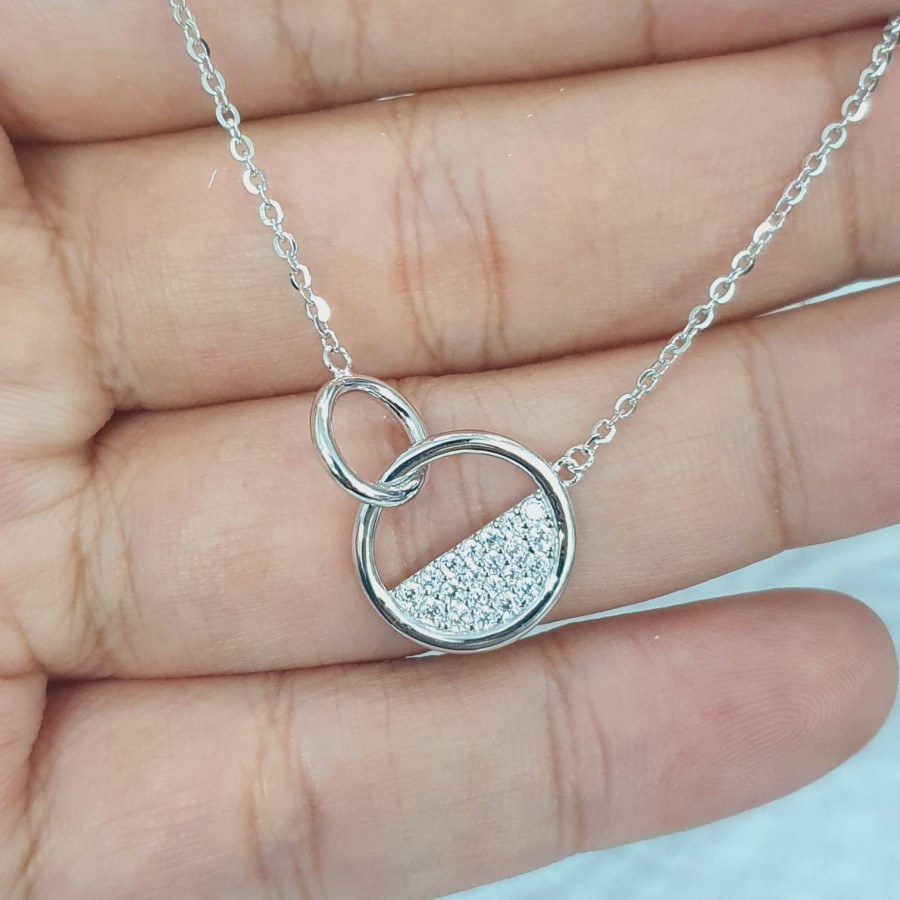 kalung model millie molly round ad putih emas 75% 750 75 % 17k