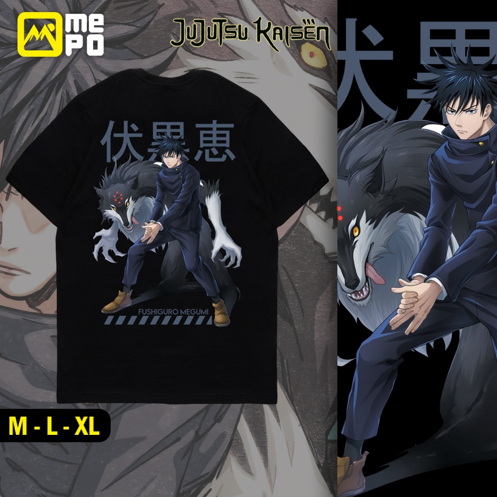 Kaos Anime Jujutsu Kaisen Megumi Fushiguro V2 | Kaos Megumi Fushiguro Cotton Combed 24s