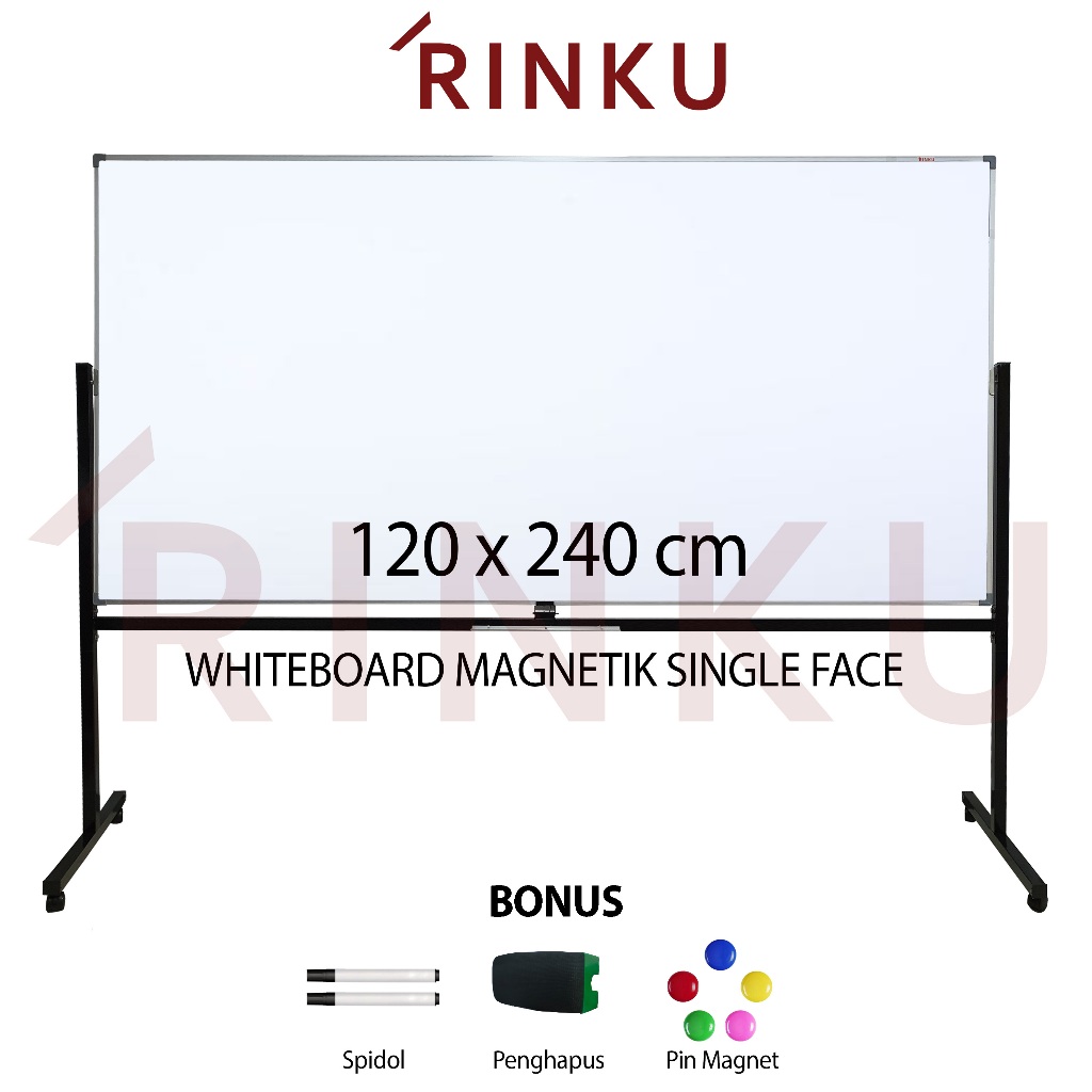 

Papan Tulis Whiteboard Standing Magnetik Single Face Rinku 120x240 cm