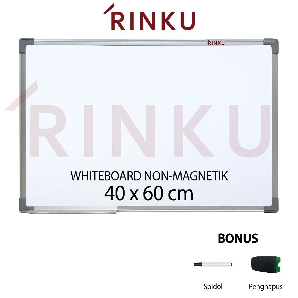 

Papan Tulis Whiteboard Gantung Non Magnetik Rinku 40x60 cm