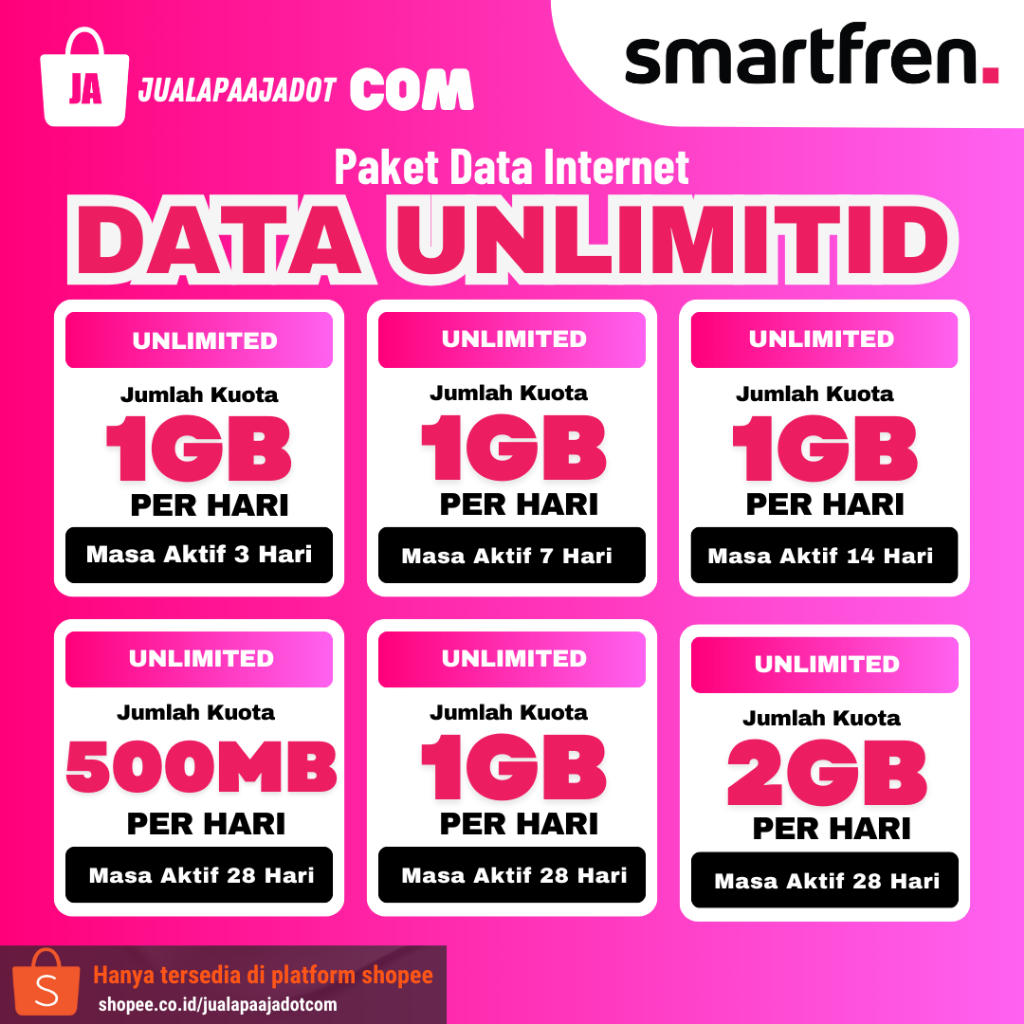 PAKET INTERNET DATA UNLIMITID SMARTFREN | Proses cepat 10 menit