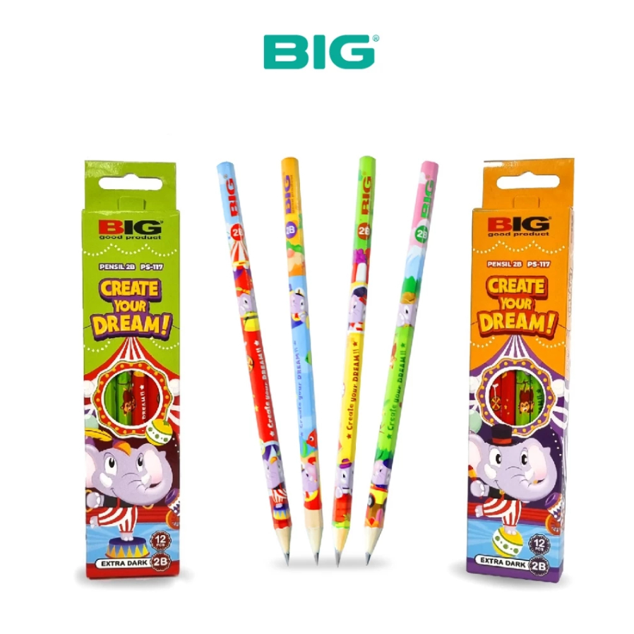 

Pcs BIG - Pensil 2B Karakter Seri Bum Elephant Graphite Pencil Extra Dark PS-117