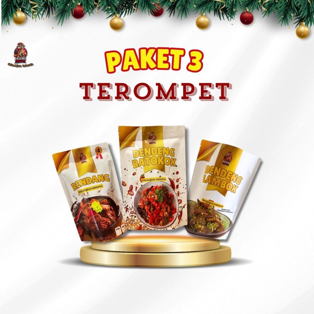 

PAKET TEROMPET ( RENDANG ICIP ICIP + DENDENG BATOKOK + DENDENG LAMBOK )