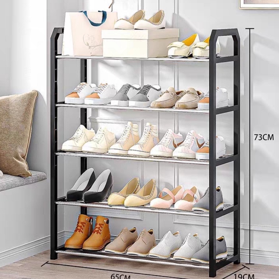 Terbaru CODConfigear 5 Layers Minimalis Rak Sepatu Besi Stainless Bertingkat Rak Sandal Dan Sepatu R