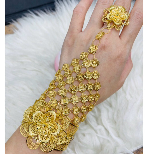 gelang india bunga kerawang mewah elegant gelang cincin sultan emas asli kadar 700