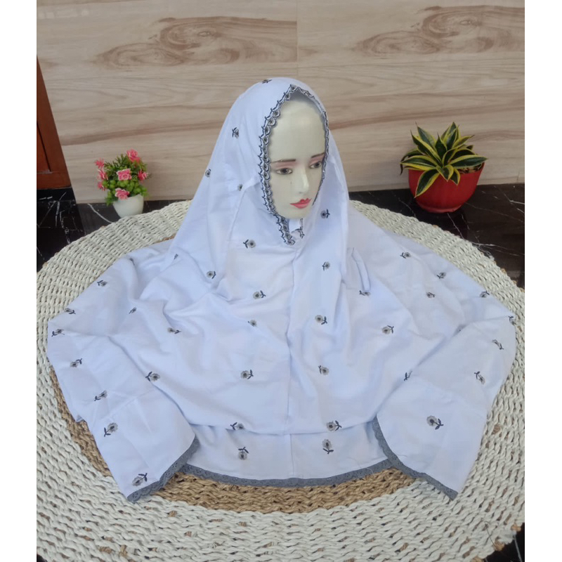Mukena dewasa terusan lajuran/ mukena langsungan bordir kudus