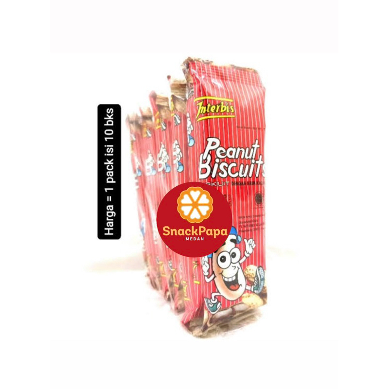 

INTERBIS PEANUT BISCUIT [ 1 RENCENG ISI 10 BUNGKUS @17G] | INTERBIS BISKUIT DENGAN KRIM KACANG