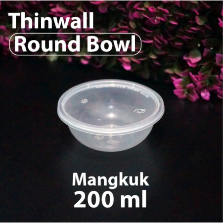 Thinwall Bowl Mangkok 200ml 25pcs 1 Pack Mangkuk Salad Buah Mangkok Plastik 200ml Cup 200ml