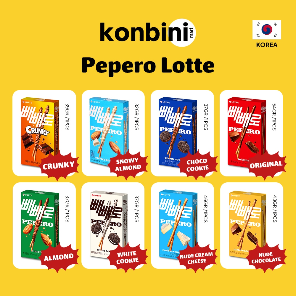 

KONBINI KOREA - Lotte Pepero Biskuit Stick 32gr Coklat Korea All Varian