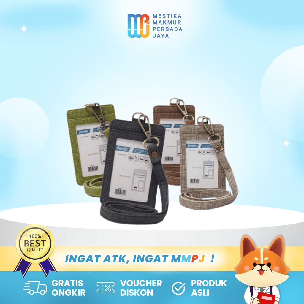 

Bantex ID Card Tali Lanyard Bahan Kulit / Name Tag Card Holder Tempat Kartu Nama