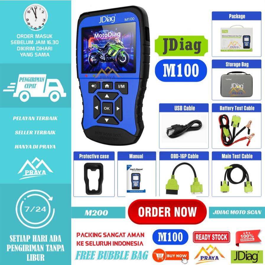 JDiag M100 diagnosis scanner Scaner Motor injeksi HONDA YAMAHA OBD