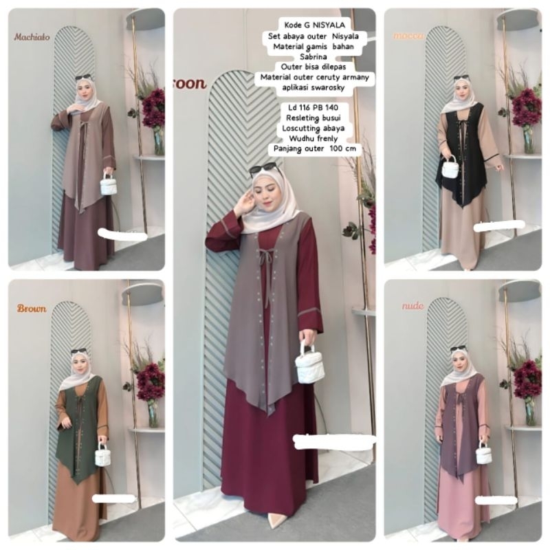 SETELAN ABAYA OUTER WANITA TERBARU NISYALA BY AKU KARISSA