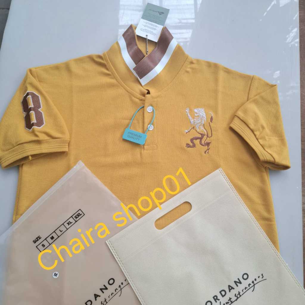 Kaos Polo Shirt Pria Size M-XXL Kaos Kerah GIORDANO 3D LION Premium free paperbag