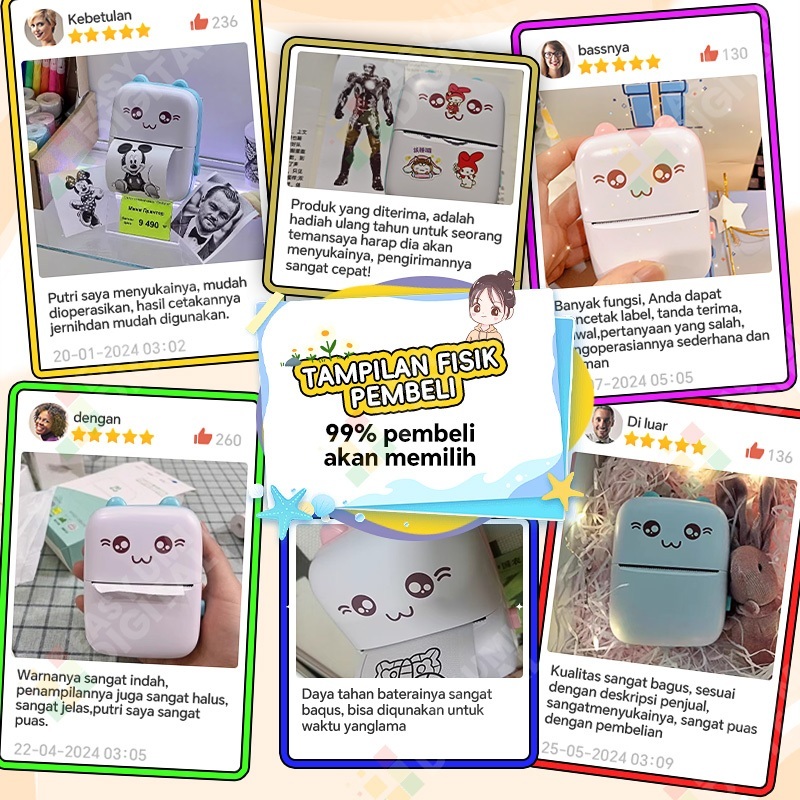 Mini Cute Thermal Printer Bluetooth Portable Label Printer Picture Foto Receipt Barcode Memo Printer