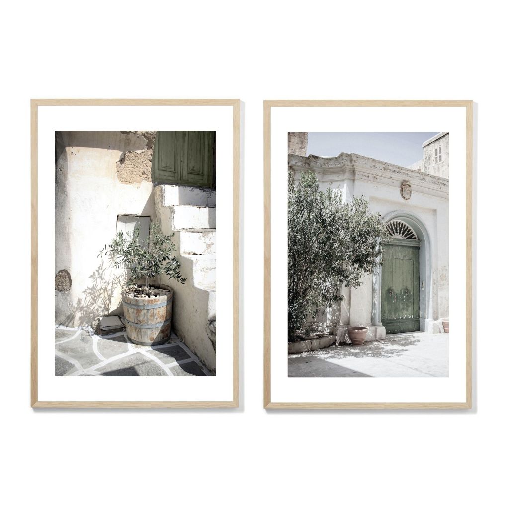 Hiasan Dinding Ruang Tamu "Italy Village" Poster Bingkai Kayu Minimalis