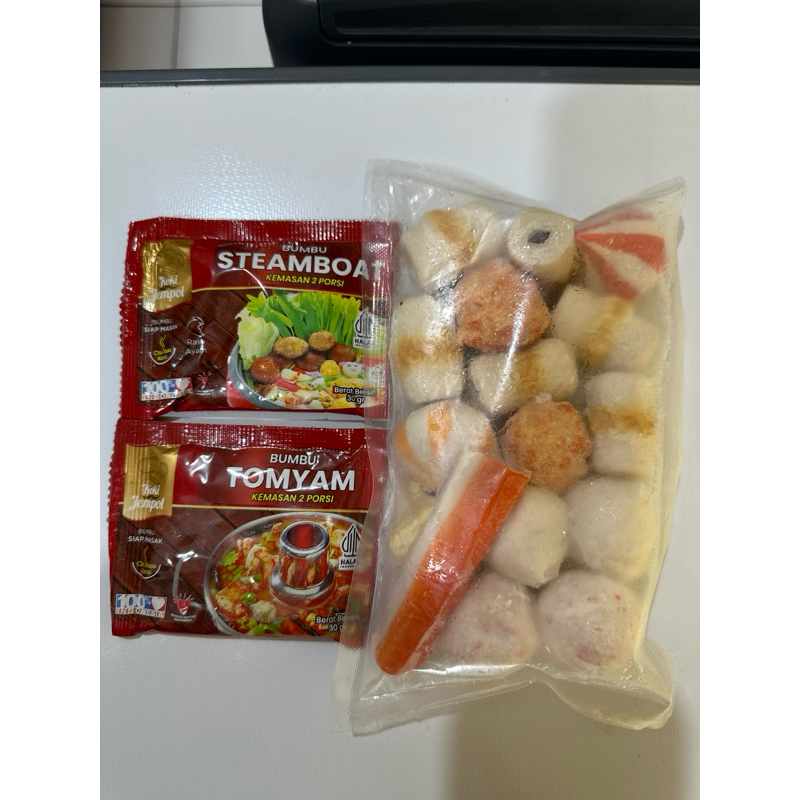 

steamboat mix merk cedea 2-3 porsi isi 12pcs kurang lebih-+ free bumbu bisa pilih tomyum atau steamboat