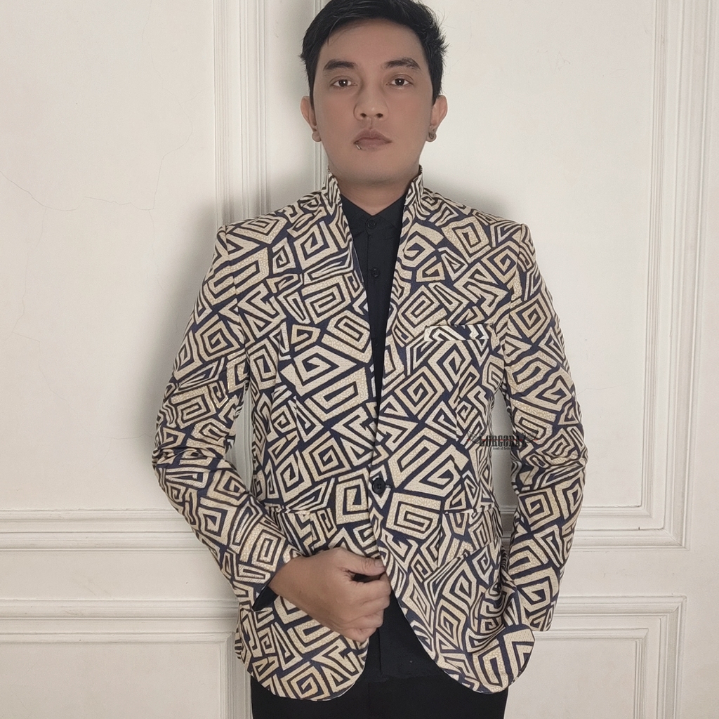jas pria blazer pria keren gorgoraz slimfit batik coklat dan navy casual