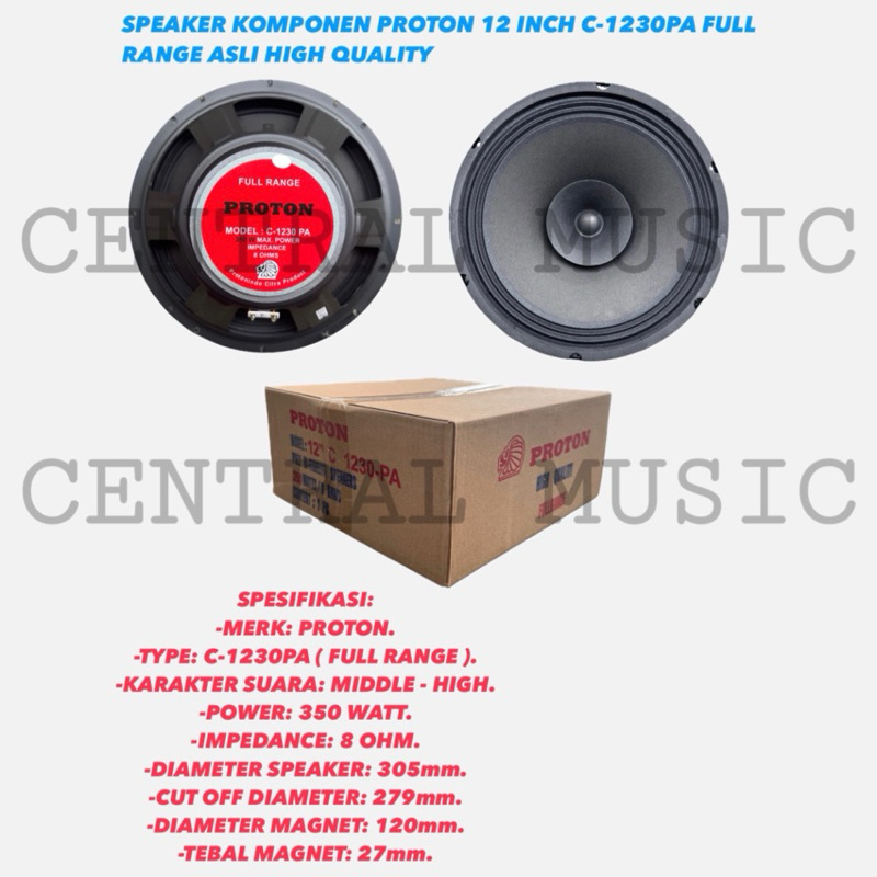 SPEAKER KOMPONEN PROTON 12 INCH C-1230PA FULL RANGE ASLI HIGH QUALITY