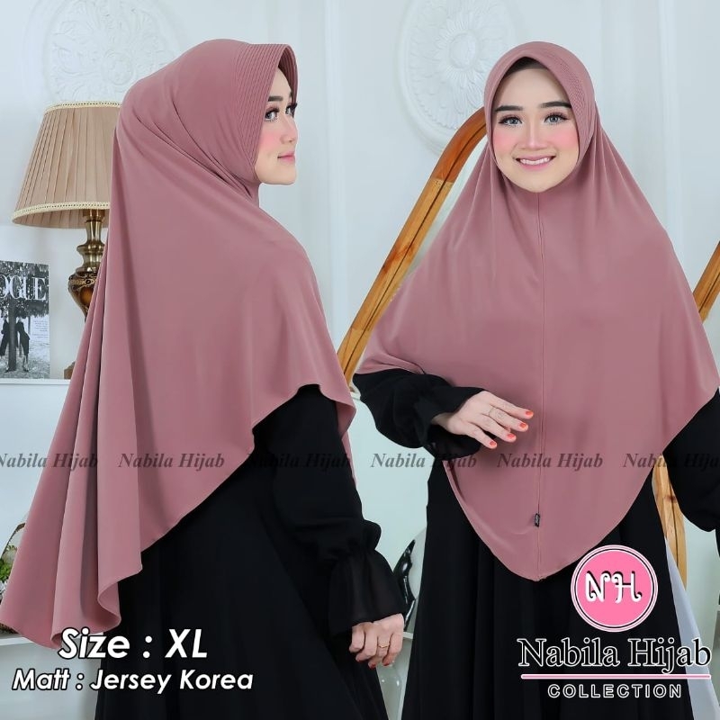 Nabila Hijab Collection Jersey Korea XL Bahan Premium Kerudung bergo Pet