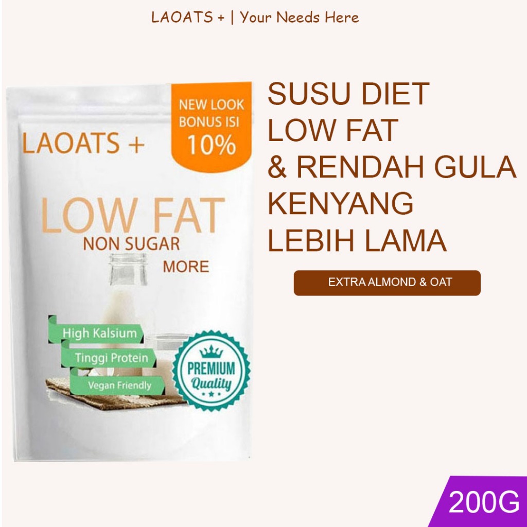

Susu Low Fat Bubuk Laoats Non Sugar (200G)